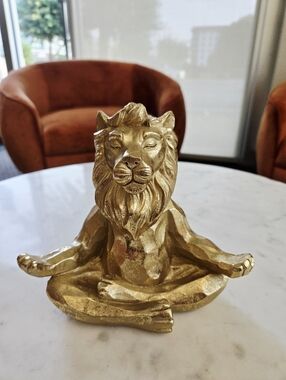 Gold Lion Figurine in Meditative Pose
